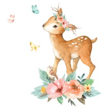 Vinilos bambi con pajarito flores y mariposas en acuarela
